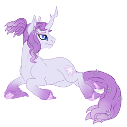 Size: 700x700 | Tagged: safe, artist:darkodraco, oc, oc only, oc:harmony (heilos), classical unicorn, cloven hooves, flower, flower in hair, leonine tail, ponified, solo, tree of harmony, unshorn fetlocks