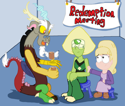 Size: 4052x3412 | Tagged: safe, artist:tagman007, discord, crossover, gravity falls, pacifica northwest, peridot (steven universe), redemption, steven universe, style emulation