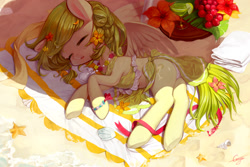 Size: 1500x1000 | Tagged: safe, artist:ciciya, oc, oc only, pegasus, pony, beach, sleeping, solo, towel