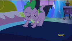 Size: 1285x728 | Tagged: safe, screencap, spike, dragon, do princesses dream of magic sheep, behaving like a cat, quadrupedal spike