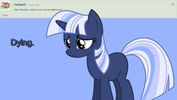 Size: 1250x710 | Tagged: safe, artist:estories, oc, oc only, oc:silverlay, [don't] ask silverlay, death, dying, fear, sad, simple background, umbra pony