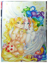 Size: 1607x2105 | Tagged: safe, artist:blackangel-diana, applejack (g1), alicorn, pony, g1, baby applejack, traditional art