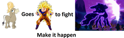 Size: 1319x410 | Tagged: safe, cranky doodle donkey, tantabus, donkey, do princesses dream of magic sheep, dragon ball z, exploitable meme, goku, make it happen, meme, super saiyan 3