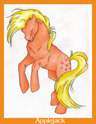 Size: 504x650 | Tagged: safe, artist:marbletoast, applejack (g1), g1, rearing, solo