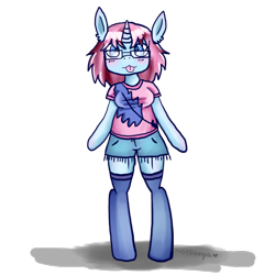 Size: 894x894 | Tagged: safe, artist:moekonya, oc, oc only, oc:wind art, anthro, anthro oc, clothes, derp, heart eyes, tongue out, wingding eyes