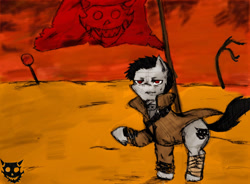 Size: 1236x912 | Tagged: safe, artist:exile, oc, oc only, oc:clarence, desert, fallout, flag, wasteland