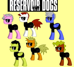 Size: 1024x924 | Tagged: safe, pony creator, 1000 hours in pony creator, mr. blonde, mr. blue, mr. brown, mr. orange, mr. pink, mr. white, ponified, reservoir dogs