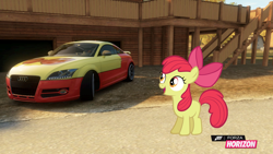 Size: 1280x720 | Tagged: safe, artist:equestianracer, apple bloom, audi, audi tt, car, forza horizon, solo