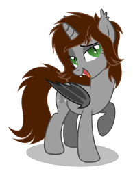 Size: 1280x1649 | Tagged: safe, artist:internetianer, oc, oc only, oc:cubic, bat pony, pony, bedroom eyes, fangs, raised hoof, solo