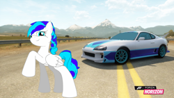 Size: 1280x720 | Tagged: safe, artist:equestianracer, oc, oc only, pegasus, pony, car, forza horizon, jza80, solo, toyota, toyota supra