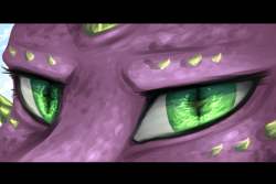 Size: 900x600 | Tagged: safe, artist:arktyczna, spike, dragon, eyes, older, older spike, slit eyes, solo