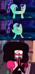 Size: 350x721 | Tagged: safe, edit, edited screencap, screencap, bon bon, lyra heartstrings, sweetie drops, do princesses dream of magic sheep, adorabon, catdog, cute, discovery family logo, do ships need sails, female, fusion, garnet, garnet (steven universe), gem, grin, hug, lesbian, lyrabetes, lyrabon, lyrabon (fusion), pushmi-pullyu, shipping, song in the comments, steven universe, stronger than you, together forever, we have become one