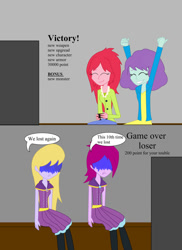 Size: 763x1048 | Tagged: safe, artist:night-shadow7, blueberry pie, fuchsia blush, lavender lace, raspberry fluff, equestria girls, rainbow rocks, background human