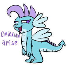 Size: 570x530 | Tagged: safe, artist:sherradestrix, oc, oc only, oc:dim sum the dragon, oc:krystal the dragon, chickun, exploitable meme, faic, forced meme, meme, simple background, thanks m.a. larson, transparent background