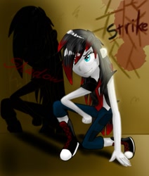 Size: 543x640 | Tagged: safe, artist:shadow strike, oc, oc only, oc:shadow strike, equestria girls, clothes, converse, dark, shadow, shoes, solo