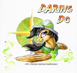 Size: 800x759 | Tagged: safe, artist:donika-schovina, derpibooru import, daring do, solo, traditional art