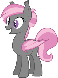 Size: 2035x2753 | Tagged: safe, artist:duskthebatpack, oc, oc only, oc:shake away, bat pony, pony, cute, female, grin, mare, simple background, smiling, solo, squee, transparent background, vector