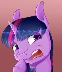 Size: 800x920 | Tagged: safe, artist:chiweee, twilight sparkle, party pooped, dat face, disgusted, scene interpretation, solo, they're just so cheesy