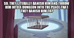 Size: 540x281 | Tagged: safe, screencap, lord tirek, banished, banishment, dungeon, image macro, meme, op is a slowpoke, tartarus