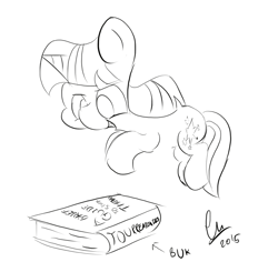 Size: 5676x5555 | Tagged: safe, artist:phinpie, twilight sparkle, absurd resolution, book, bookhorse, monochrome, sketch, solo