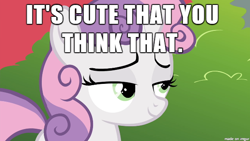 Size: 610x343 | Tagged: safe, derpibooru import, sweetie belle, image macro, meme, reaction image