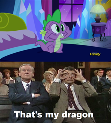 Size: 844x937 | Tagged: safe, screencap, spike, dragon, do princesses dream of magic sheep, meme, mr bean, rowan atkinson, that's my x