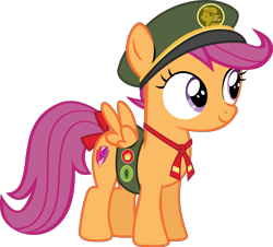 Size: 7554x6829 | Tagged: safe, artist:pink1ejack, scootaloo, 28 pranks later, absurd resolution, cap, cute, cutealoo, filly guides, hat, simple background, solo, the cmc's cutie marks, transparent background, vector