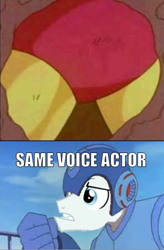 Size: 346x526 | Tagged: safe, edit, silver shill, english, exploitable meme, gutsman, gutsman's ass, ian james corlett, megaman, meme, same voice actor, voice actor joke