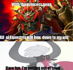 Size: 600x571 | Tagged: safe, lord tirek, everyone steals tirek's meme, ganondorf, hyrule warriors, meme, the legend of zelda, wise move tirek