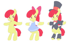 Size: 1280x756 | Tagged: safe, artist:ende26, apple bloom, pony, bipedal, clothes, dress, hat, top hat