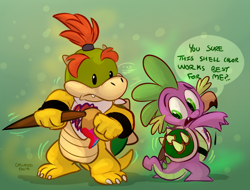 Size: 1094x831 | Tagged: safe, artist:thedoggygal, spike, dragon, bandana, bowser jr, crossover, nintendo, paint, paintbrush, super mario bros.