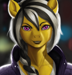 Size: 952x1000 | Tagged: safe, artist:dclzexon, oc, oc only, oc:sweet shine, anthro, braid, bust, full face view, looking at you, portrait, realistic, solo, starlight over detrot