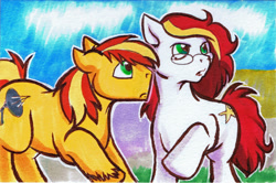 Size: 906x600 | Tagged: safe, artist:genesisw, oc, oc only, earth pony, pony, markers, talking, traditional art