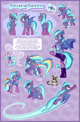 Size: 3160x4790 | Tagged: safe, artist:centchi, oc, oc only, oc:snarky sweets, bat pony, breezie, crystal pony, equestria girls, equestria girls-ified, female, filly, flying, foal, ponied up, rainbow power, rainbow power-ified, reference sheet, wet mane