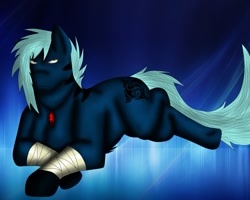 Size: 999x799 | Tagged: safe, artist:indigolp, oc, oc only, oc:dark iceshard, pony, cutie mark, dark, dominant, grumpy, male, my little pony, prone, serious face, solo, stallion, stare