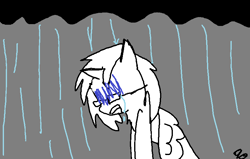 Size: 820x521 | Tagged: safe, artist:fifthcru5ader, oc, oc only, oc:fifthcru5ader, alicorn, pony, alicorn oc, crying, glasses, rain, raincloud, sad, solo