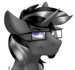 Size: 3220x3000 | Tagged: safe, artist:kobayashi-maruu, oc, oc only, oc:silent dawn, pony, unicorn, beard, glasses, goatee, male, solo