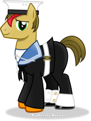 Size: 3262x4324 | Tagged: safe, artist:vector-brony, oc, oc only, clothes, goodbye, navy, ponified, simple background, solo, transparent background, uniform, vector