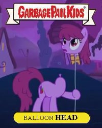 Size: 244x305 | Tagged: safe, berry punch, berryshine, earth pony, pony, do princesses dream of magic sheep, balloon, balloon head, cute, disembodied head, female, garbage pail kids, meme, solo