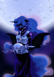 Size: 1748x2480 | Tagged: safe, artist:buryooooo, derpibooru import, nightmare moon, anthro, solo