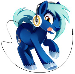 Size: 1024x1019 | Tagged: safe, artist:pepooni, oc, oc only, oc:hoof beatz, :p, bronycon, bronycon 2015, bronycon mascots, cute, headphones, solo, tongue out, unshorn fetlocks