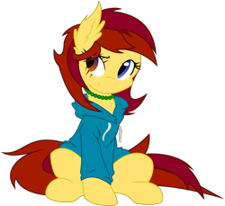 Size: 7141x6528 | Tagged: safe, artist:a-jewel-of-rarity, oc, oc only, oc:shyra, absurd resolution, clothes, heterochromia, hoodie, messy mane, simple background, solo, trace, transparent background