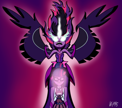 Size: 1700x1500 | Tagged: safe, artist:vanipan, midnight sparkle, sci-twi, twilight sparkle, equestria girls, friendship games, duality, magic capture device, rage, solo