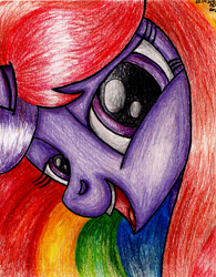 Size: 1628x2084 | Tagged: safe, artist:ad-laimi, artist:aracage, twilight sparkle, collaboration, bust, cheerleader, cheerleader sparkle, portrait, solo, traditional art