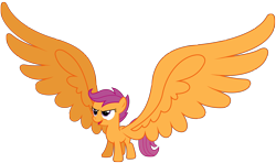 Size: 10000x5900 | Tagged: safe, artist:mpnoir, scootaloo, do princesses dream of magic sheep, absurd resolution, impossibly large wings, simple background, solo, transparent background, vector