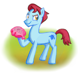 Size: 832x775 | Tagged: safe, artist:arimovergremrider, andy larkin, canadian, joke, poison joke, ponified, prankster, solo, what's with andy?, whoopee cushion