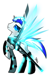 Size: 1400x2000 | Tagged: safe, artist:skiahart, oc, oc only, oc:starchaser, armor, artificial wings, augmented, hmd, magic, magic wings, science fiction, solo, wings