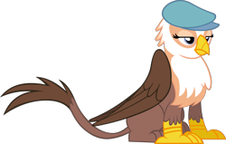 Size: 4000x2547 | Tagged: safe, artist:doctor-g, gimme moore, griffon, hat, newsboy hat, simple background, solo, transparent background, vector