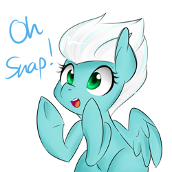 Size: 1280x1280 | Tagged: safe, artist:jovalic, fleetfoot, pony, cute, oh snap, open mouth, reaction image, simple background, solo, white background