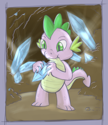 Size: 726x843 | Tagged: safe, artist:dsurion, spike, dragon, crystal, eating, solo